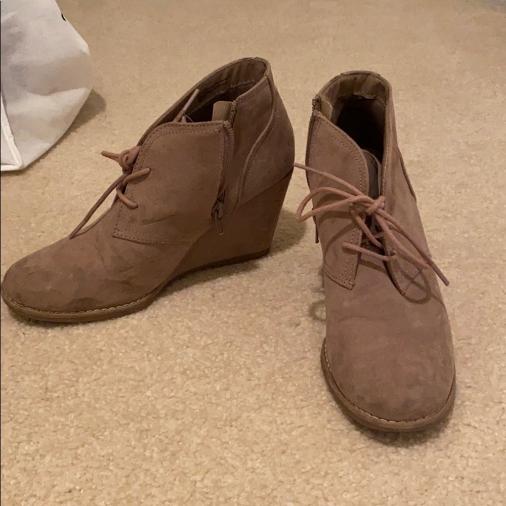 Brown suede booties